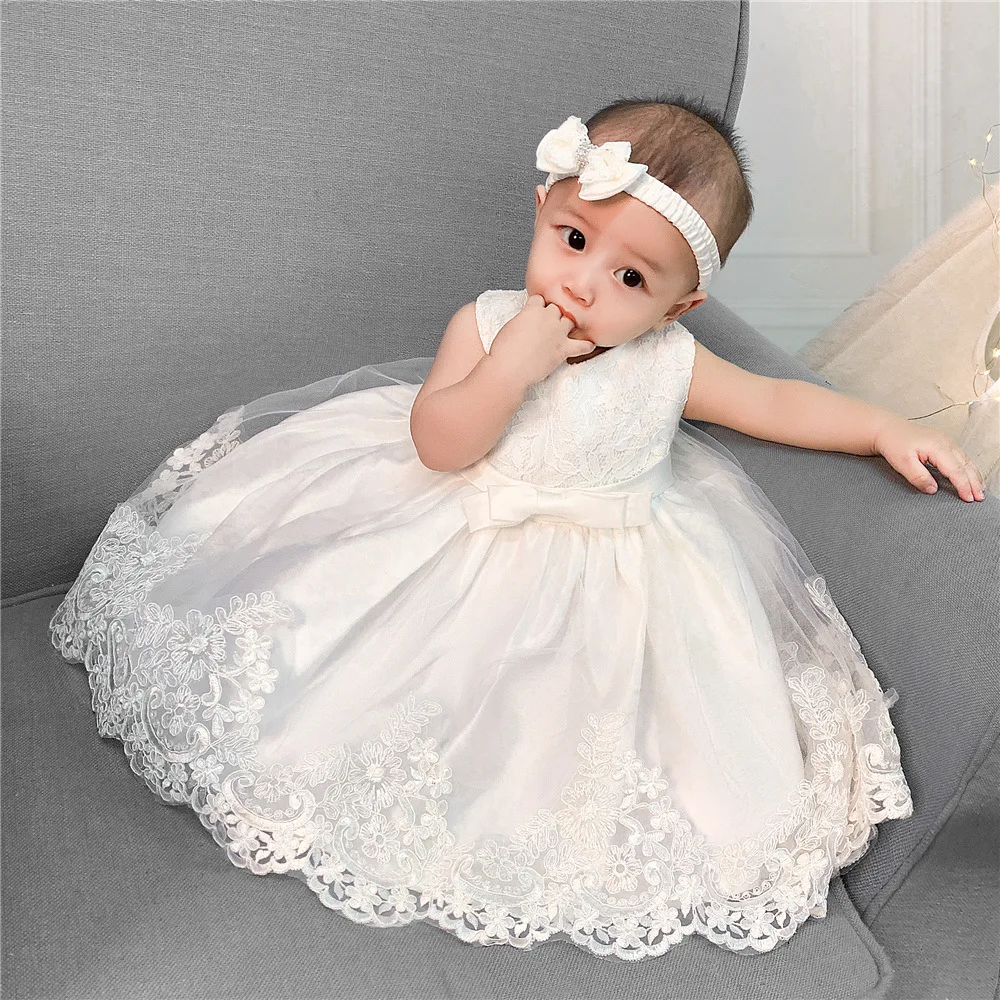 

Wholesale Baby Christening Dress for Baby Girl Baptism Dress Birthday Princess clothes for Wedding, White