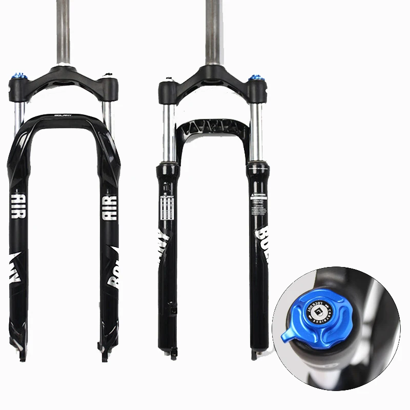 

Snow Bicycle Shock Absorber Shaft Front Fork For A Bicycle 26 inch Magnesium Alloy Airgas Fat Fork Bike For 4.0"Tire, Silver black