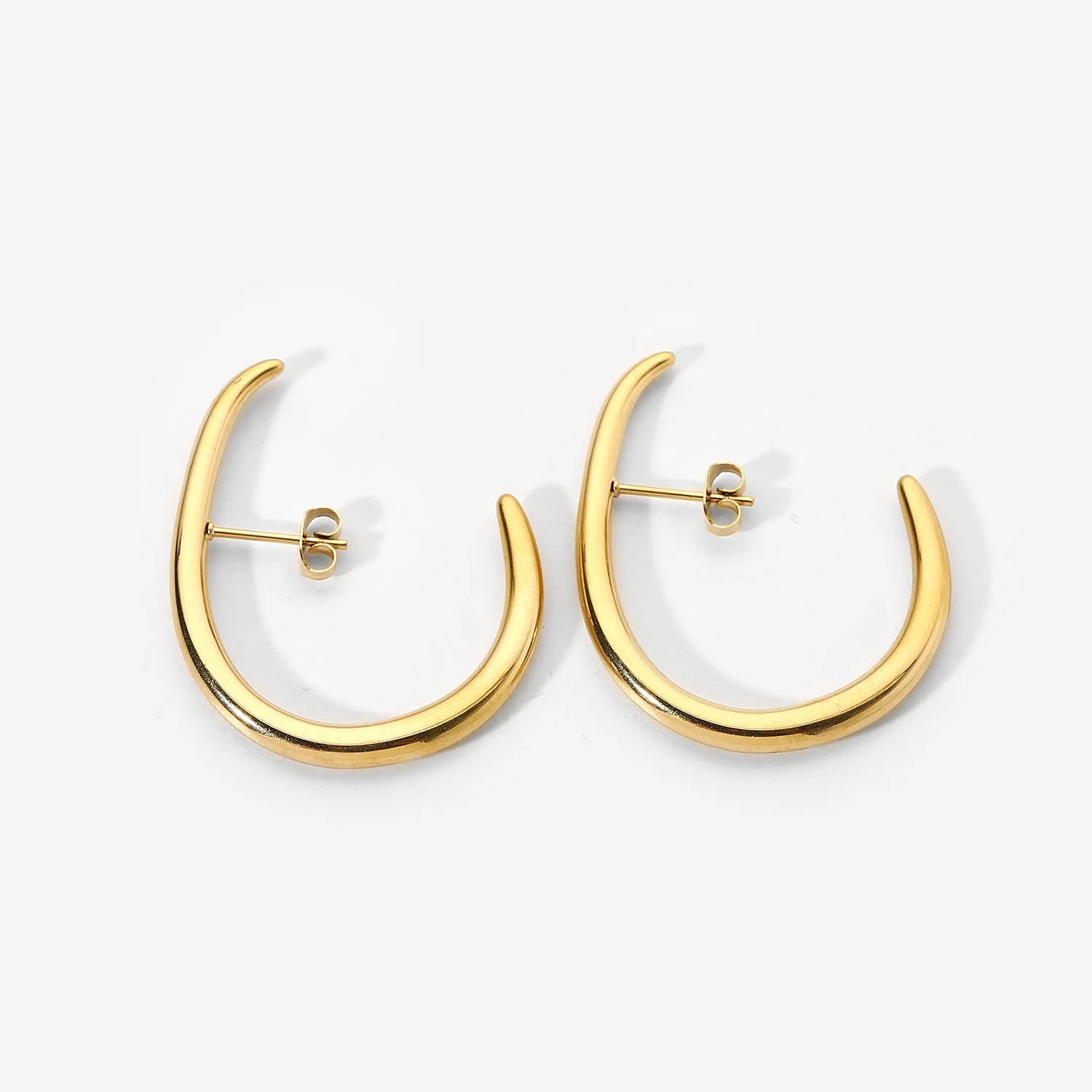 

14K Gold Stainless Steel Earring Jewelry Personality C- shaped Hook Geometric Stud Earrings for Women