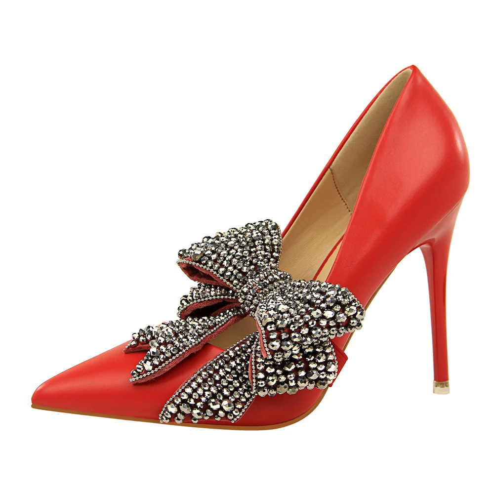 

Hot Fashion Women Leather Dress Shoes big bow Ladies wedding shoes