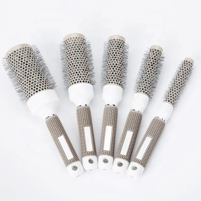 

Professional Round Hair Comb Temperature Resistant Hairdressing Ceramic Iron Brush Salon Styling Tool, As pictures