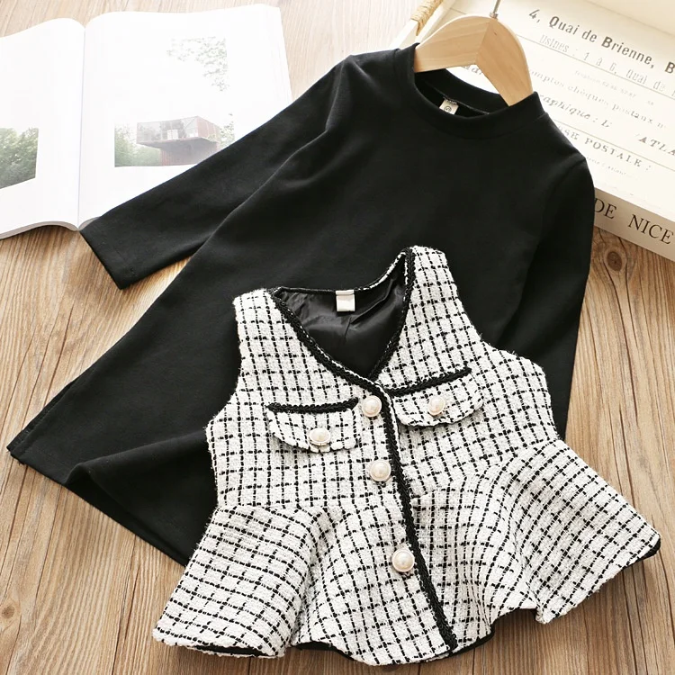

fall clothes baby dresses girl clothes sets vest long sleeve children's clothing fashion korean wholesale 1989543