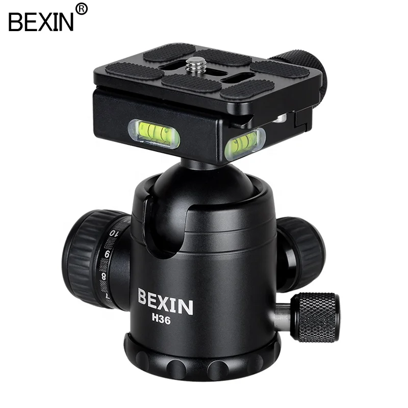 

BEXIN H36 Aluminum Portable 360 Degree Rotate Swivel Panorama Photography Pro dslr Ball Head for Video SLR Cameras Tripod, Black