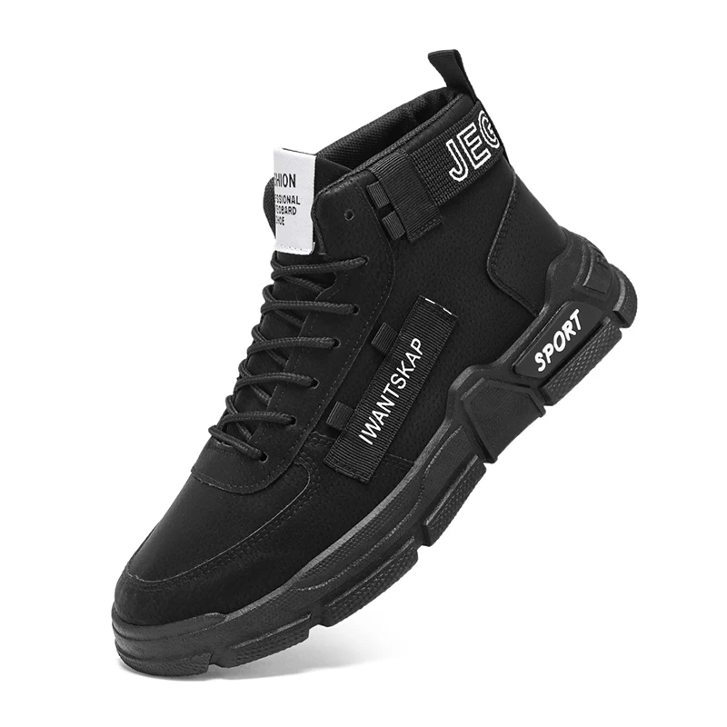 

Customizable Mens Grey Casual Fashion Leather High Top Sneakers