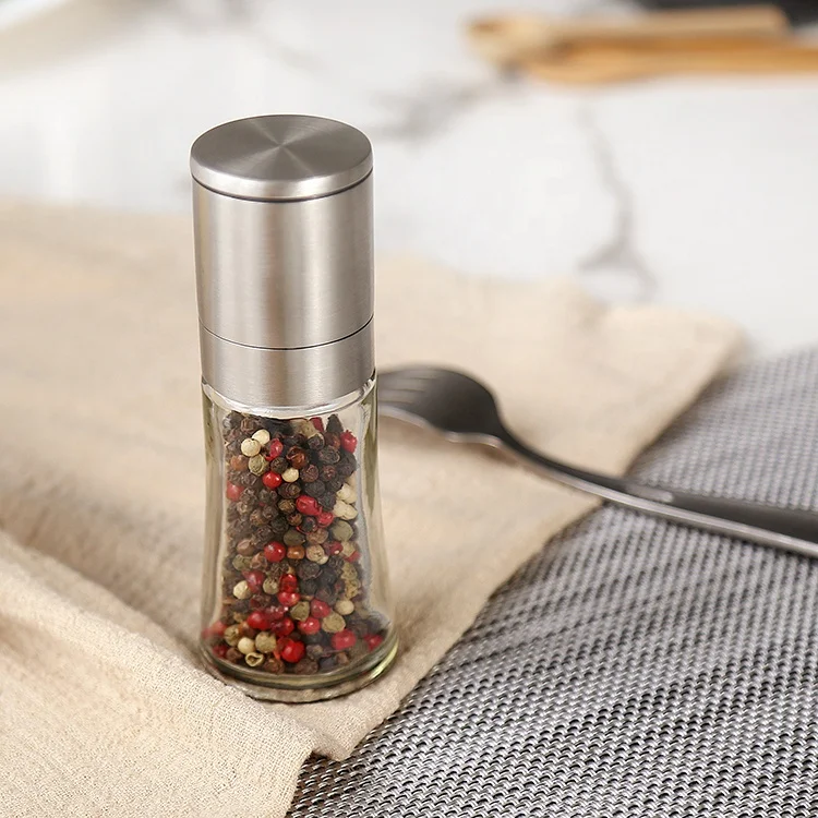 

Manual Stainless Steel Salt and Pepper Mill/glass bottle grinder/Eco-friendly homemade spice grinder