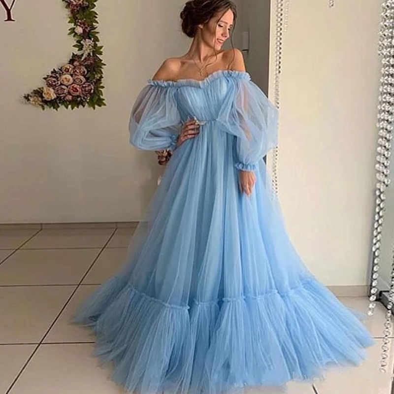 

Puffy Long Sleeves Prom Dress Tulle Sweet 16 Special Party Occasion Evening Gowns, Same as picture/custom made