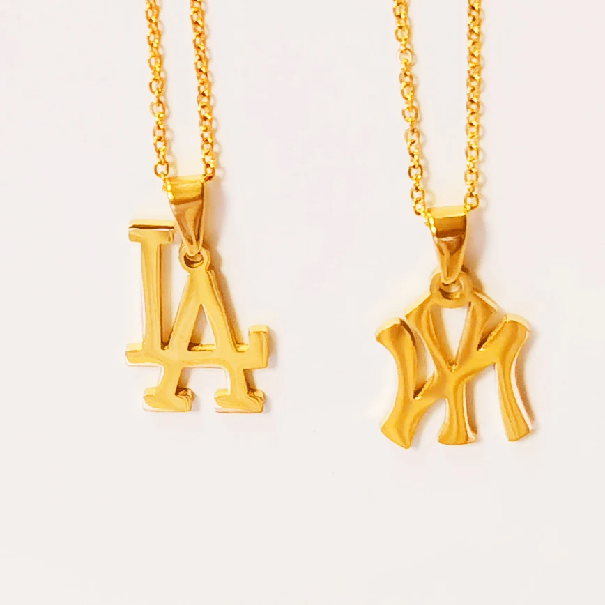 

LA NY City Name Pendant Necklace 2022 New York Los Angeles Jewelry Stainless Steel 18K Gold Plated Custom Brand Personalize