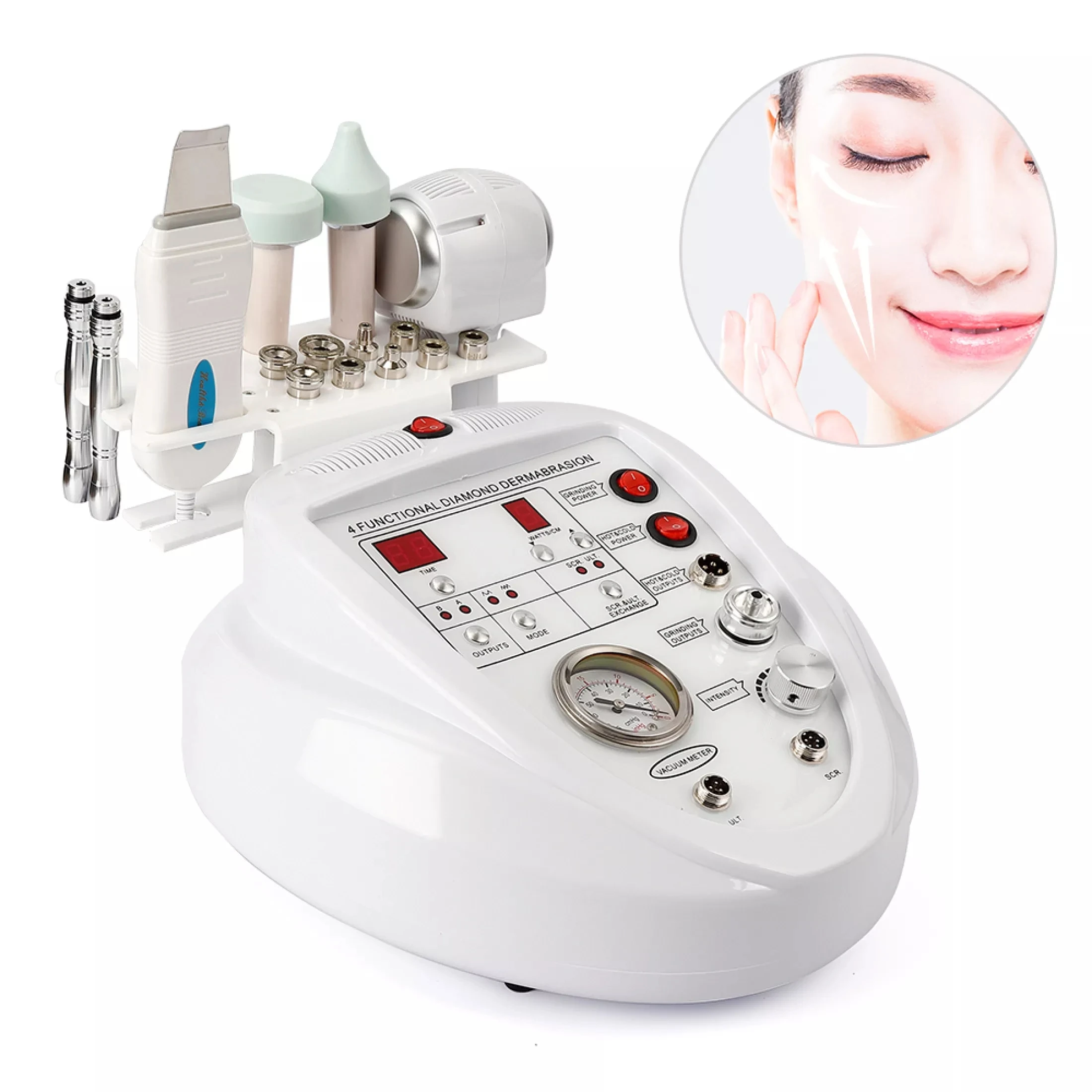 

5 In 1 Diamond Dermabrasion Ultrasound Skin Scrubber Microdermabrasion Facial Machine