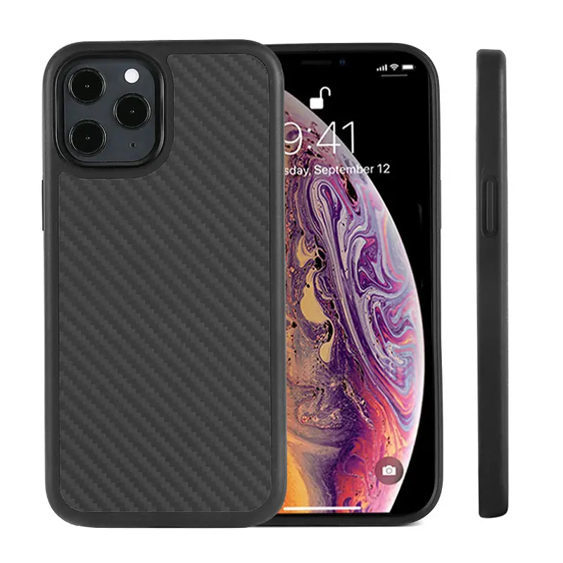 

2021 Matt Aramid Carbon Fiber PC+TPU Protective Hard Cell Phone Case Cover For iPhone 11 Pro Max, Black