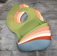 

Reusable Colorful Silicon Bibs Waterproof Silicone Baby Bibs With Food Crumb Catcher