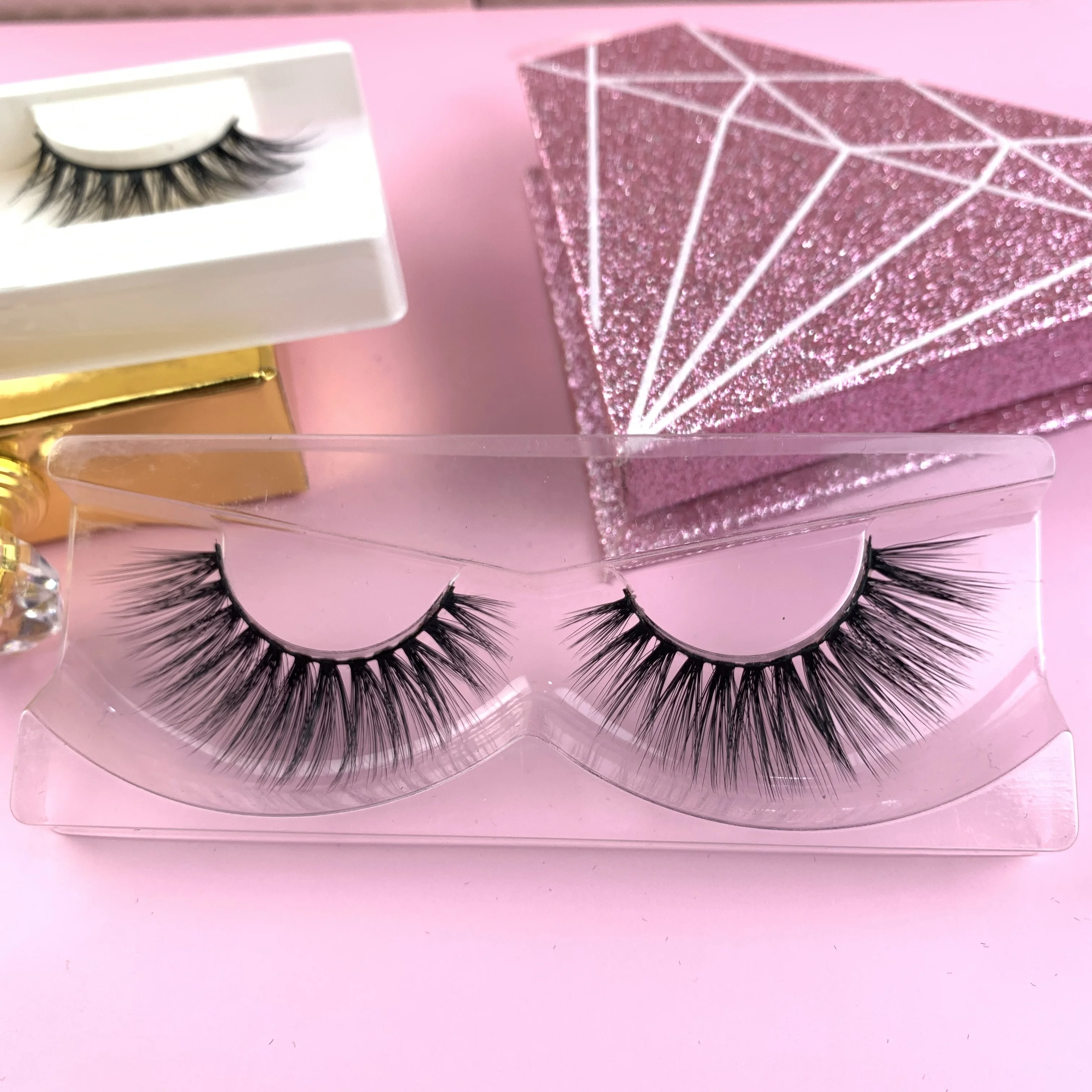 

Free Sample Wholesale Private Label Customize Packaging Natural Fur Lashes 15MM 25MM 30MM 3D Fluffy 100% Mink Eyelash