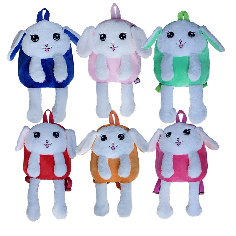 

Cartoon Rabbit Backpacks Ears Moving Plush Toy Bag Children'S Gifts, Multi color