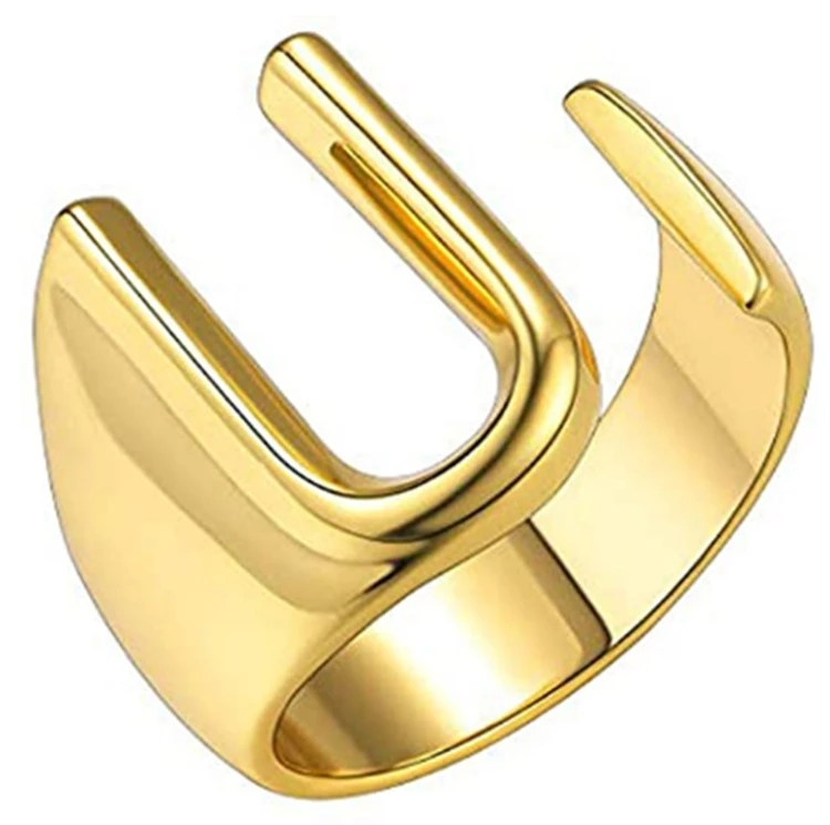 

March Expo Amoryubo 2021 Fashion Stainless Steel Jewelry Gold Plated Initial Letter L Ring lot for party