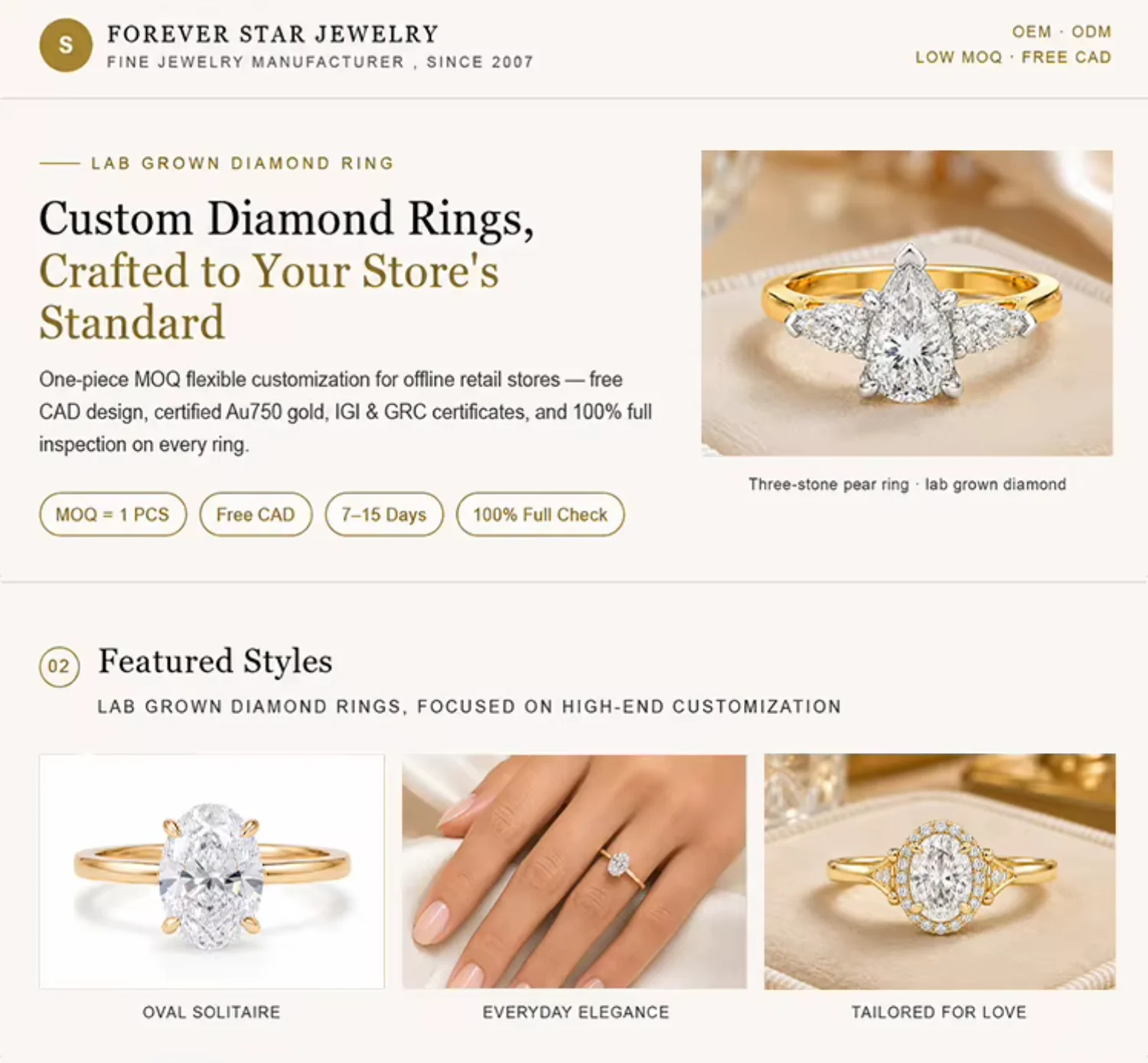 18K Gold Classic Lab Grown Diamond Round Brilliant Cut Prong Setting Engagement Wedding Ring Gift for Her for Certified