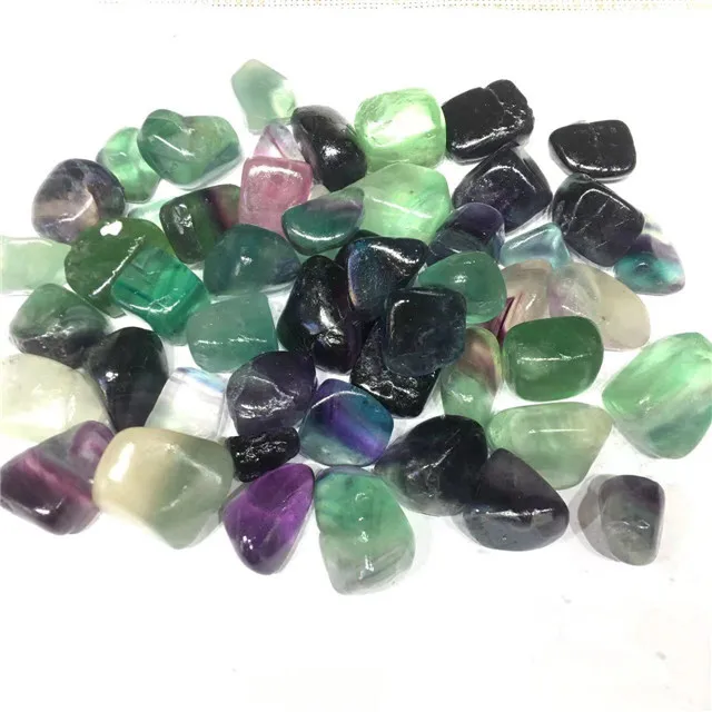 

Wholesale natural bulk polished quartz rainbow fluorite crystal tumbled healing stones for home decor