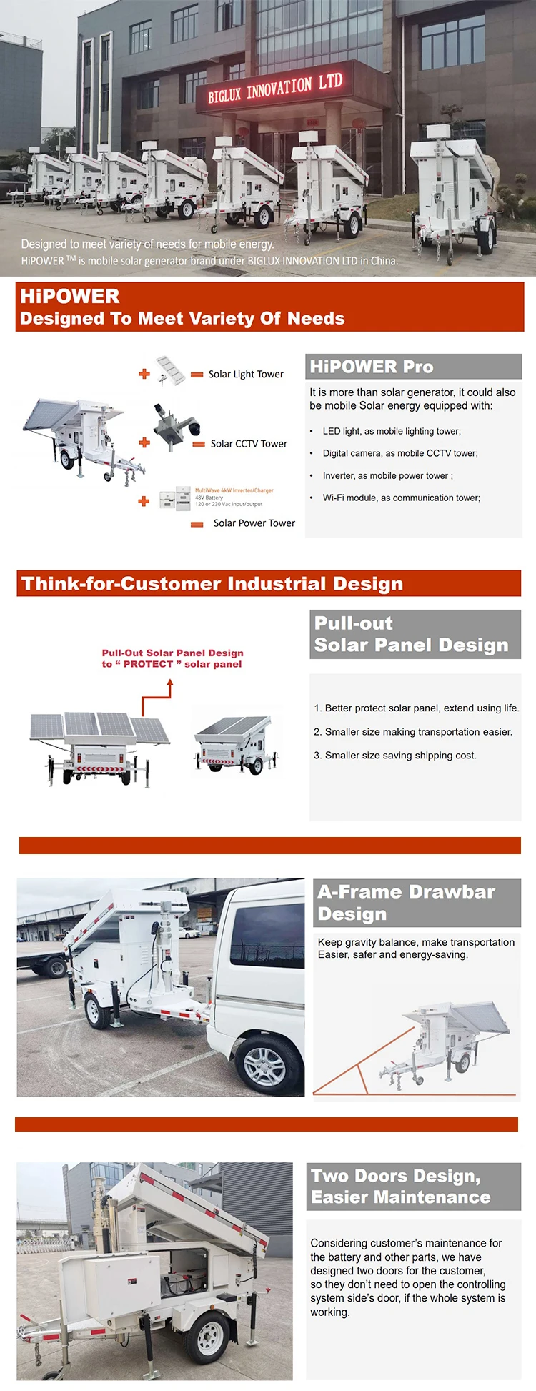 Mobile Moveable Off Grid Dc24v Power Solution Solar Generator Trailer