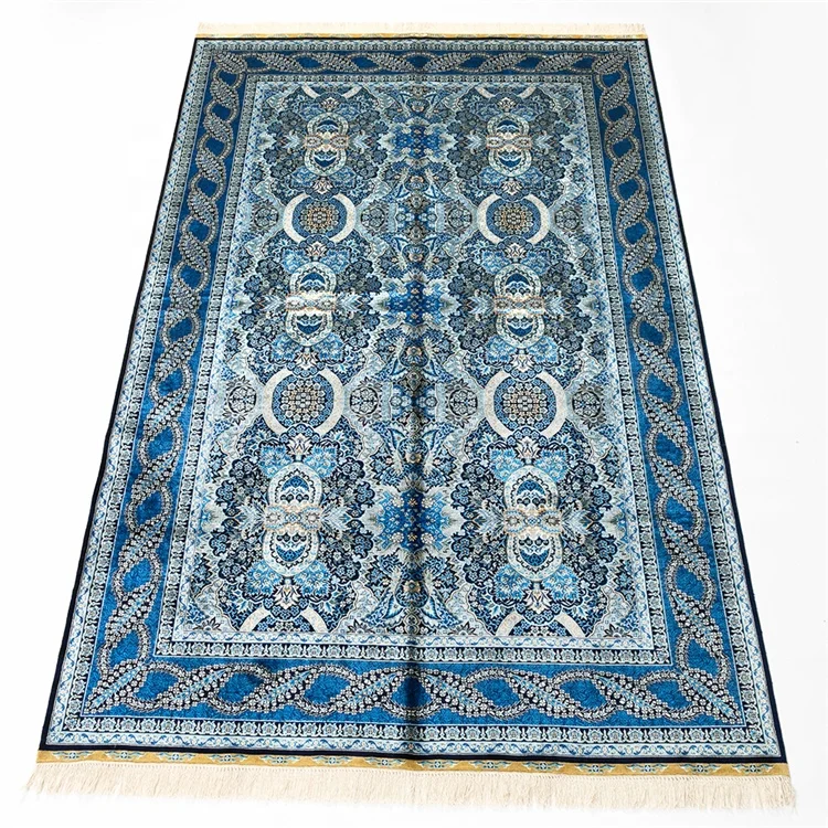 

sell handmade bedding set colored pe silk champion blue carpet european persian