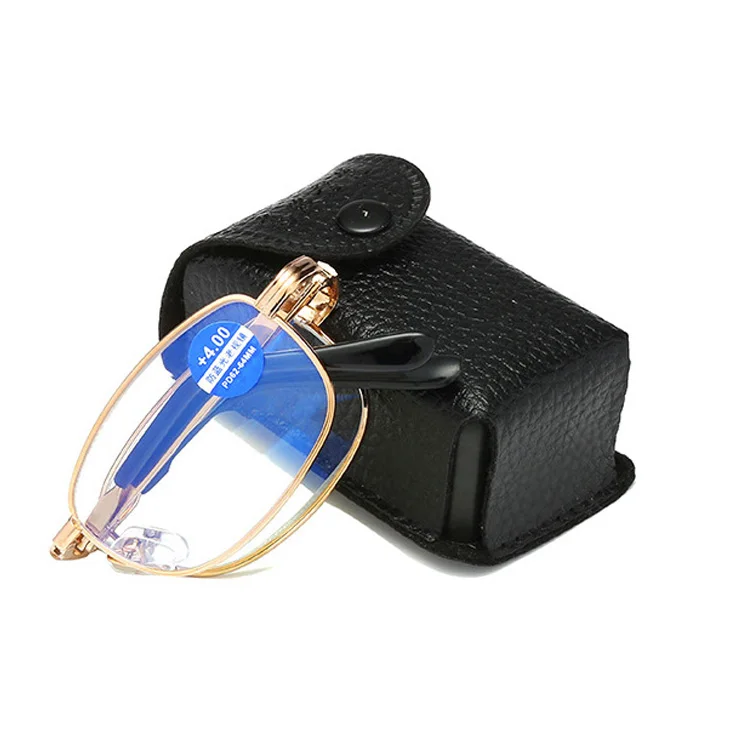 

2020 foldable reading glasses with PU case metal man and woman reading glasses anti blue light ready stock reading glasses, Customize color