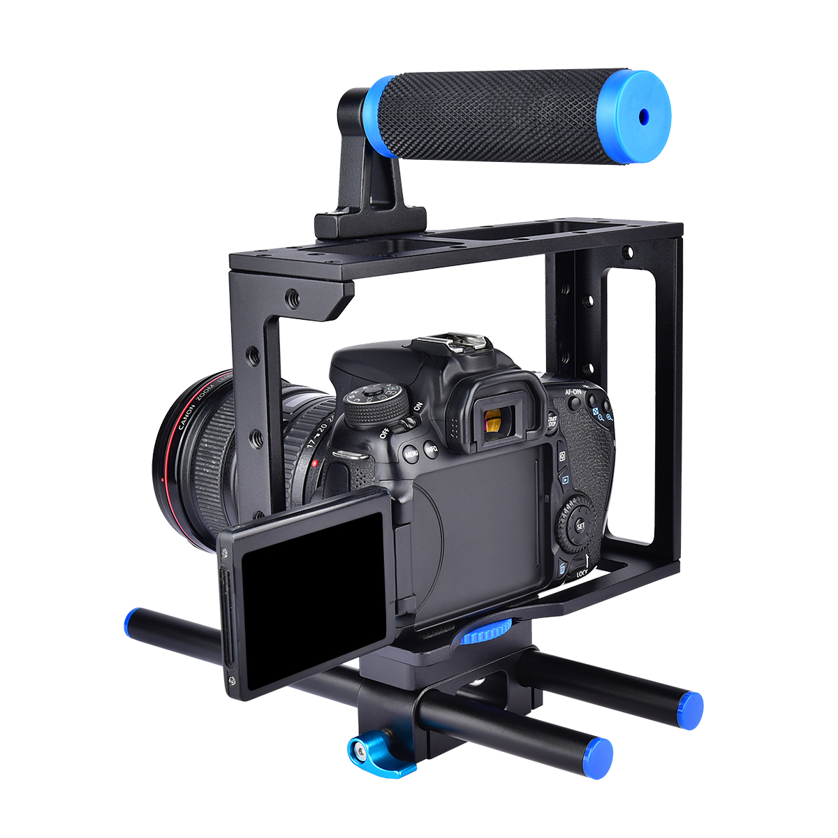 

Aluminium Photographic Equipment DSLR Cage Set Professional Movie Kits For Camera Video Camcorders, Black