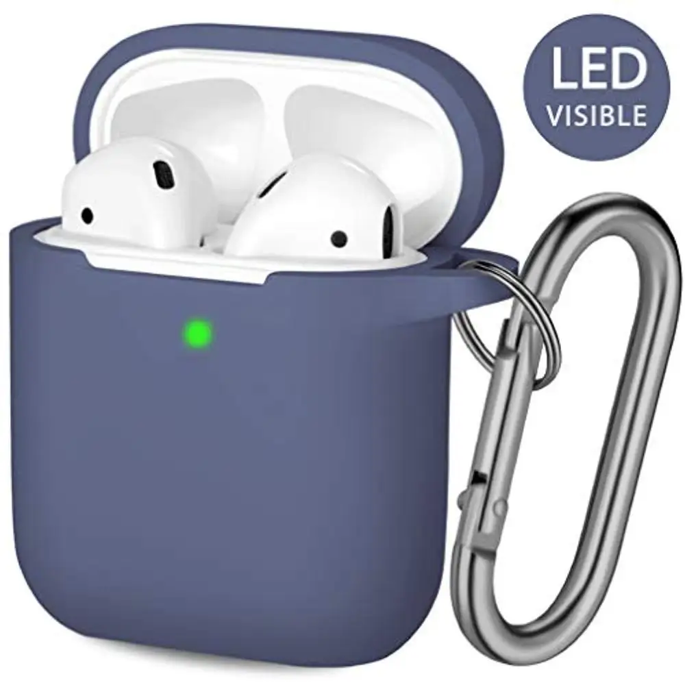 

Thicken Airpods Cover Soft Silicone Chargeable Headphone Case with Anti-Lost Carabiner for Apple Airpods, Various colors for you choose