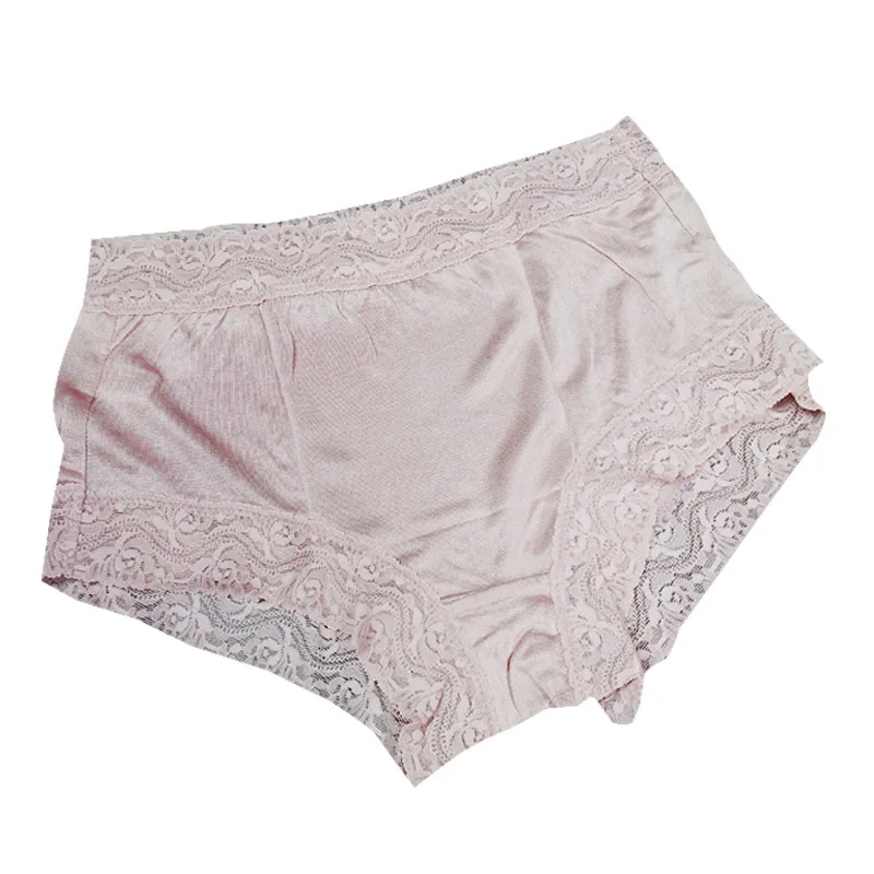 

Women pure silk underwear lace soft 100% mulberry silk underpants, Solid color