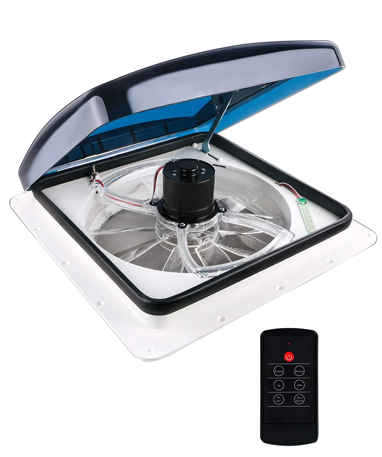 

TopwellRV Universal 14'' Elecrtric Control RV Motorhome Roof Vent Fan, Black + white