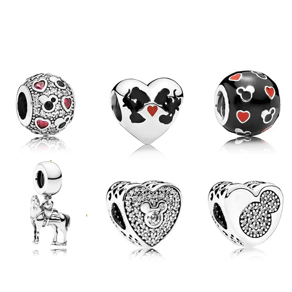 

2021 NEW 100% 925 Sterling Silver Charm Piercing Heart Hollow Crystal Fit European Women DIY Bracelet Bead Factory Wholesale
