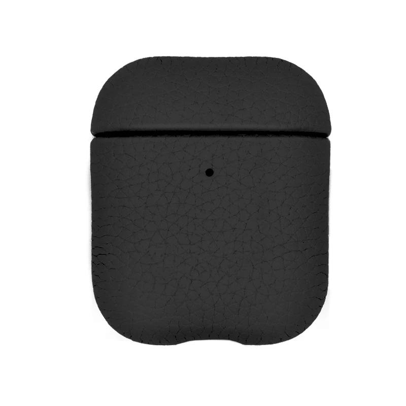 

2021 Luxury Pebble Genuine Leather Protective Case For Airpods 1 2, Black