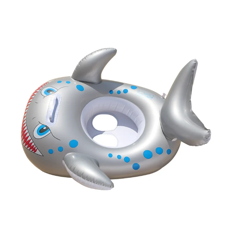 

Baby Inflatable Water Toy New Creative Cartoon Animal PVC Inflatable Fish Boat Children Swimming Ring, As pic