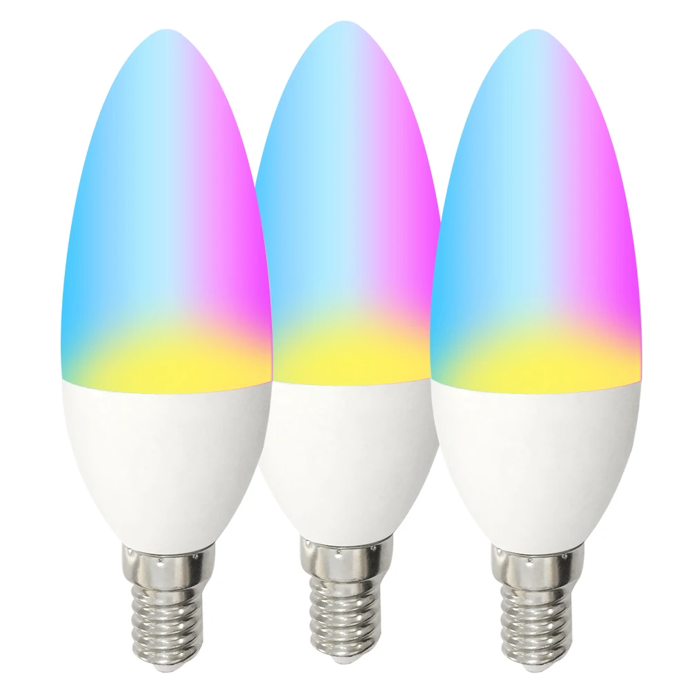Smart WiFi LED Candle Bulbs E12 E14 3W RGBW Colour Changing voice control