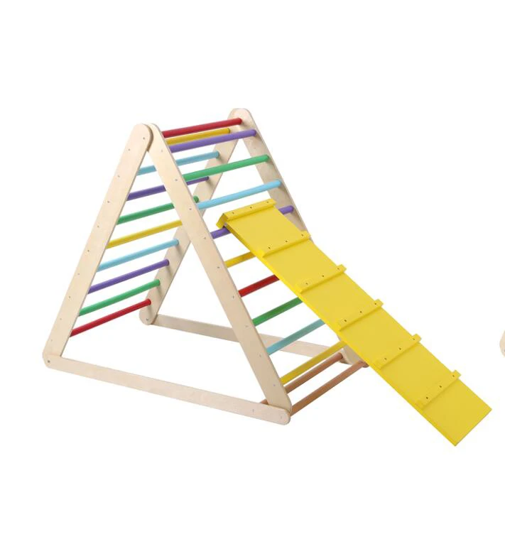 

Wooden Climbing Pikler Triangle Ladder for Toddler Step Training Indoor Toys