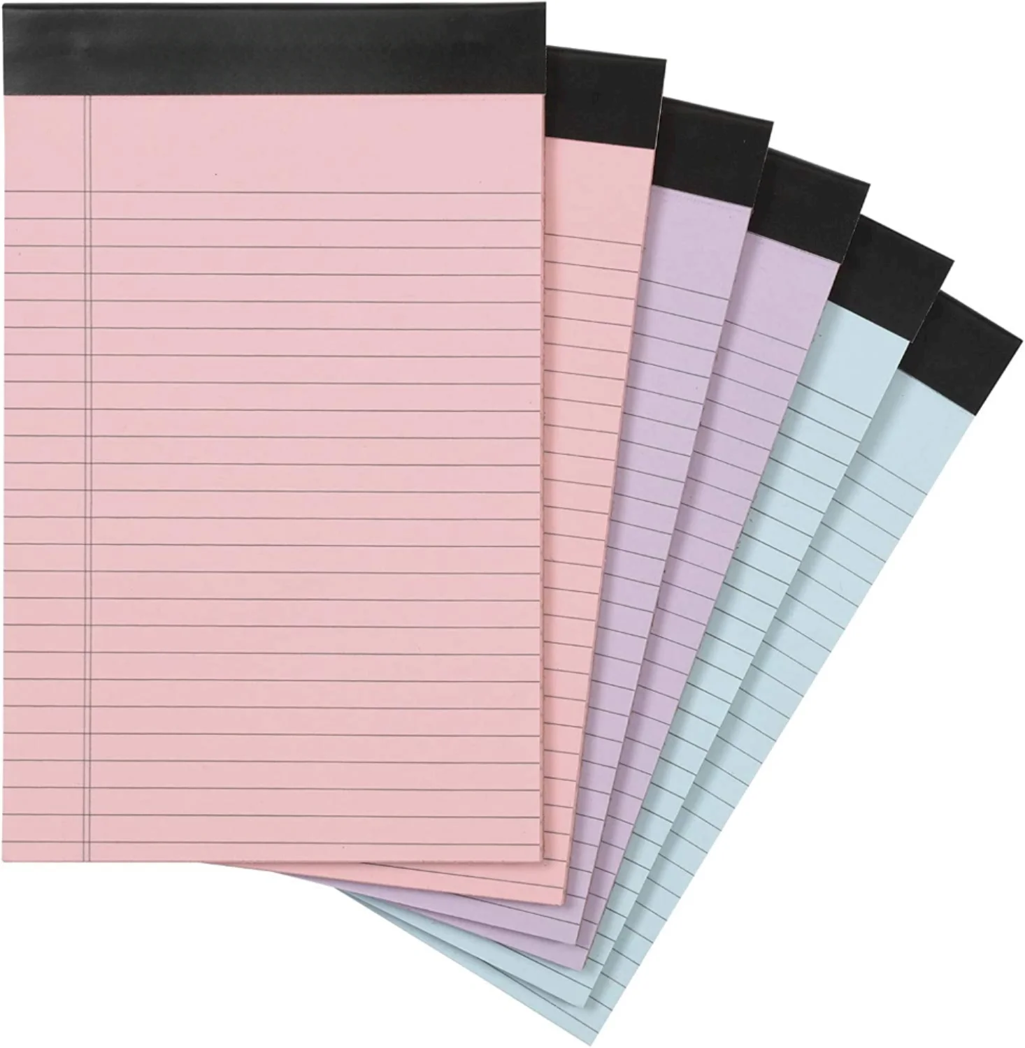 

Narrow Ruled 5 x 8-Inch Lined Writing Note Pads - 6-Pack (50-sheet Pads) Pink Orchid & Blue Assorted Colors