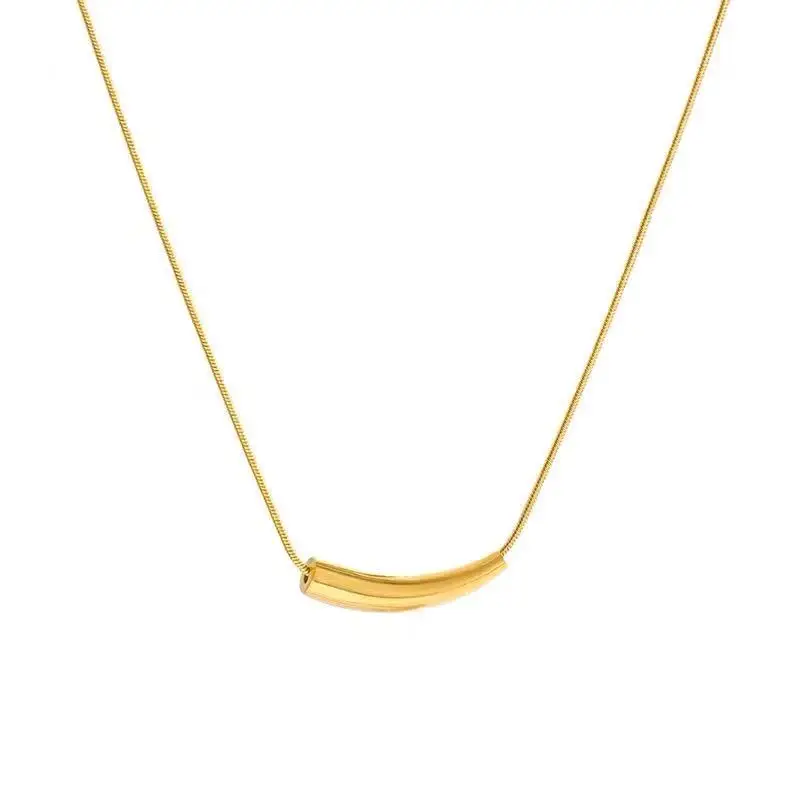 

Wholesale New design Minimalist Jewelry Gold Plated Stainless Steel Necklace Simple Pendant Necklace for Women