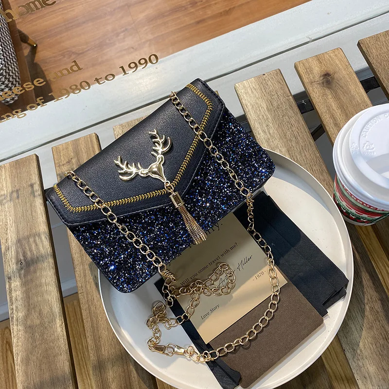 

Amazon Hot Selling Fashion Square Bag Elk Bling Star Sequin Women Shoulder Bag