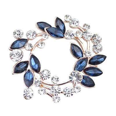 

Meetee KRB-008 New Leaf Fashion Crystal Brooch Rhinestone Ladies Wreath
