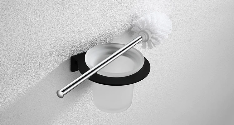 Luxury Washroom Hardware Accessory Toilet Brush Holder Set in Matte black