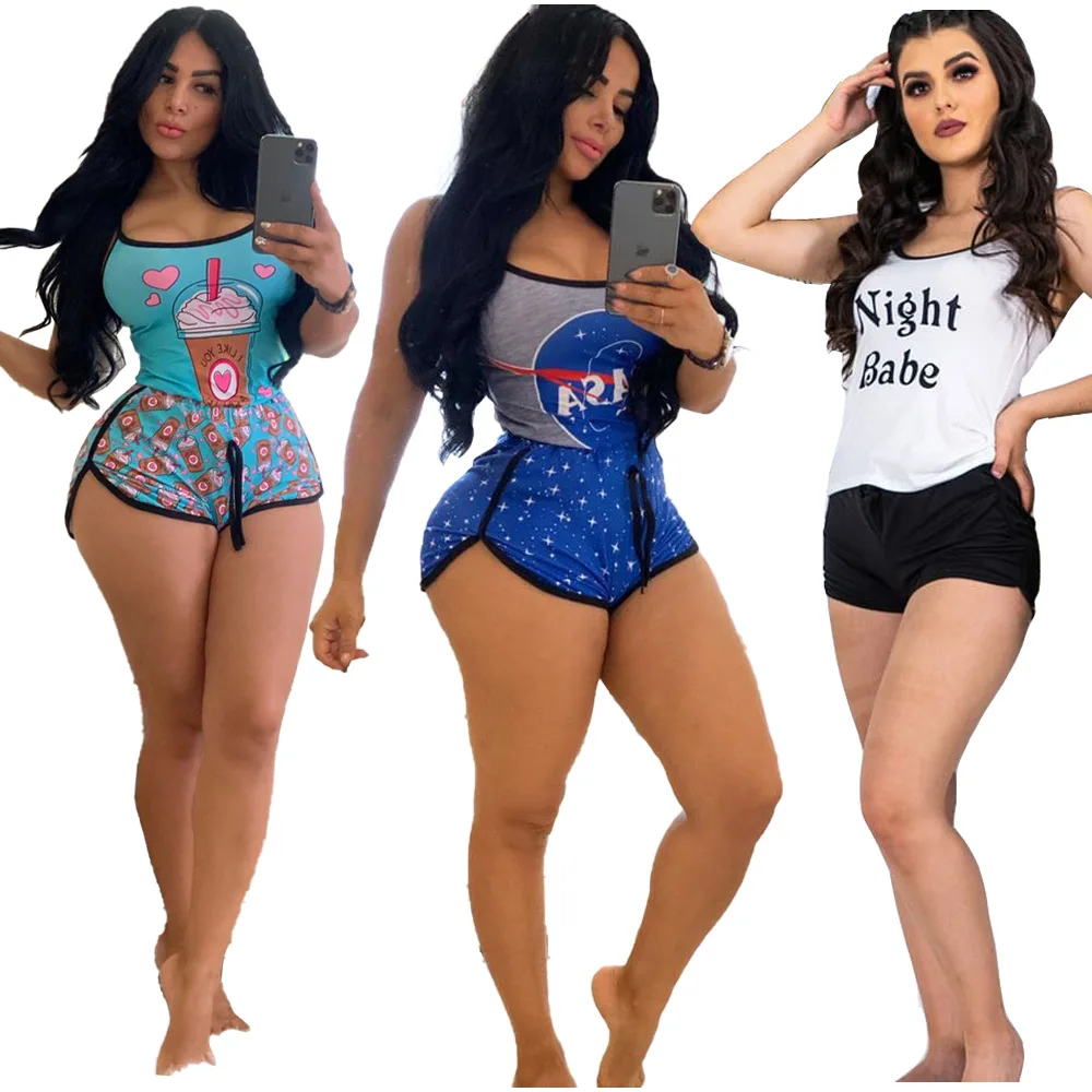

2 piece set print fancy sleepwear womens pajama sets, Picture shows