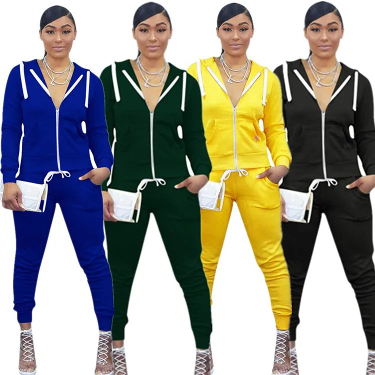 C91824  ladies two piece set  joggers woman sportswear set casual 2 pc Christmas tracksuit hoodies winter clothing 2019
