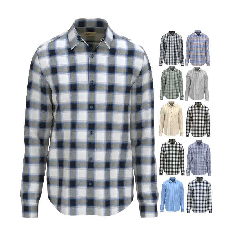 

OEM/ODM Spring/autumn 100% cotton custom lightweight plaid designers shirt oversized, Black/white/blue/red/sky blue/gray/khaki/mint