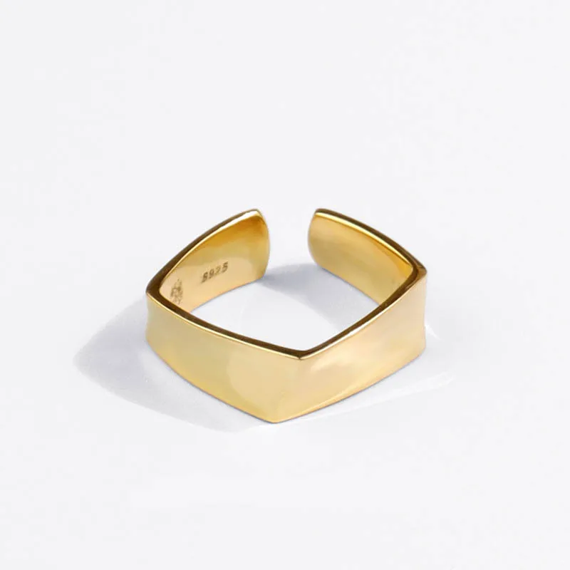 

18K Gold Plated Geometric Square Cuff Finger Ring Square Shape Open Rings for women men
