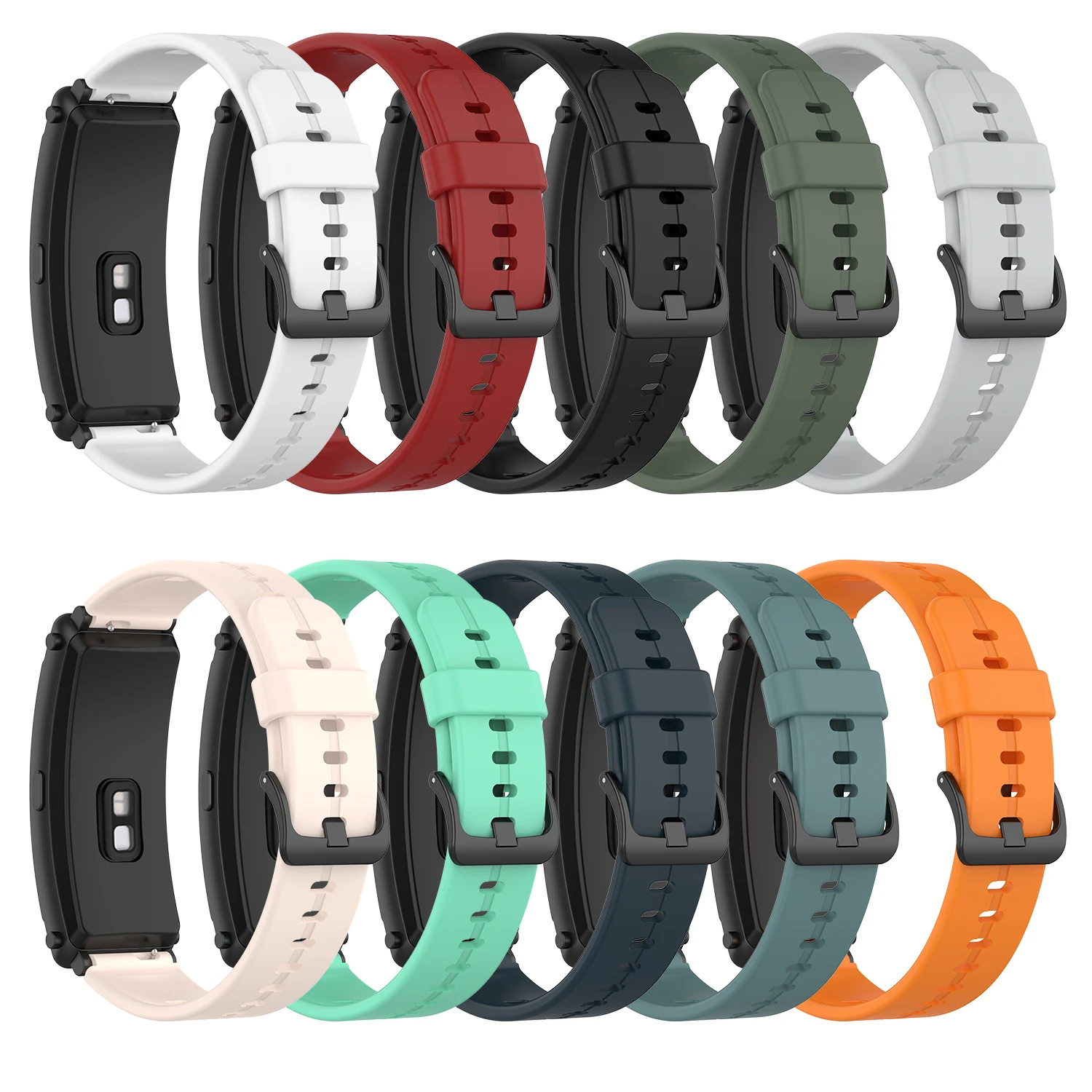 

Soft Colorful Silicone Strap Watch Band for Huawei Band B6/B3 for Timex TW2T35400/TW2T35900, As show