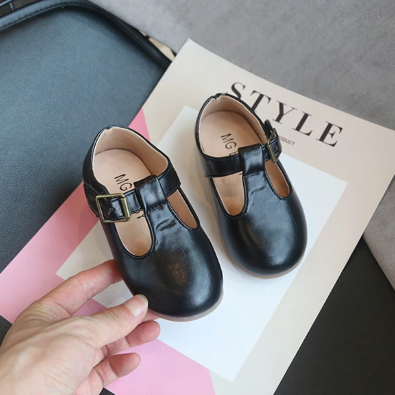 
PU Leather T-bar Children Shoes Fashion Child Kids Boy Girl Dress Shoes Hot Sale Child Casual Walking Shoes China Supplier 