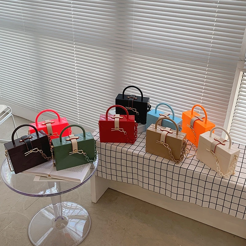 

fashion square metal jelly bag handbag transparent tote bag for ladies for ladies purse PVC anti-stress and anti-riot hand bag, Multicolor