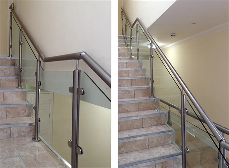 Customized Metal Indoor Railing Tempered Glass Stair Railing For Home Use