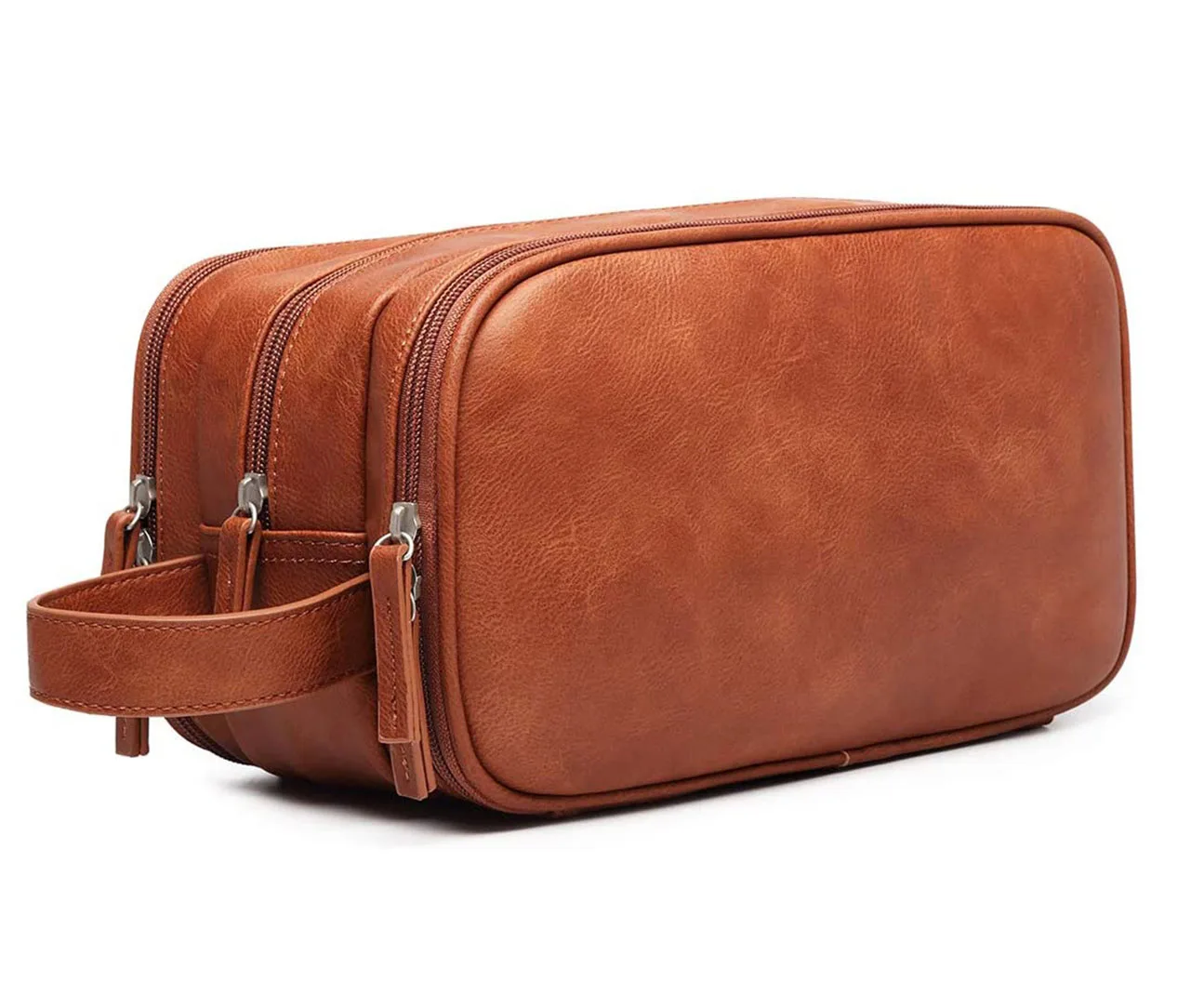 
Wholesale Custom Luxury Vintage Leather Toiletry Bag Travel Shaving Dopp Kit for Toiletries Waterproof Man Cosmetics Bag 