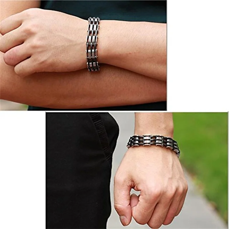 

joyen men's chain bracelet 316l stainless steel curb link 15mm width, silver color (mens bracelet) Fashion Gift Party