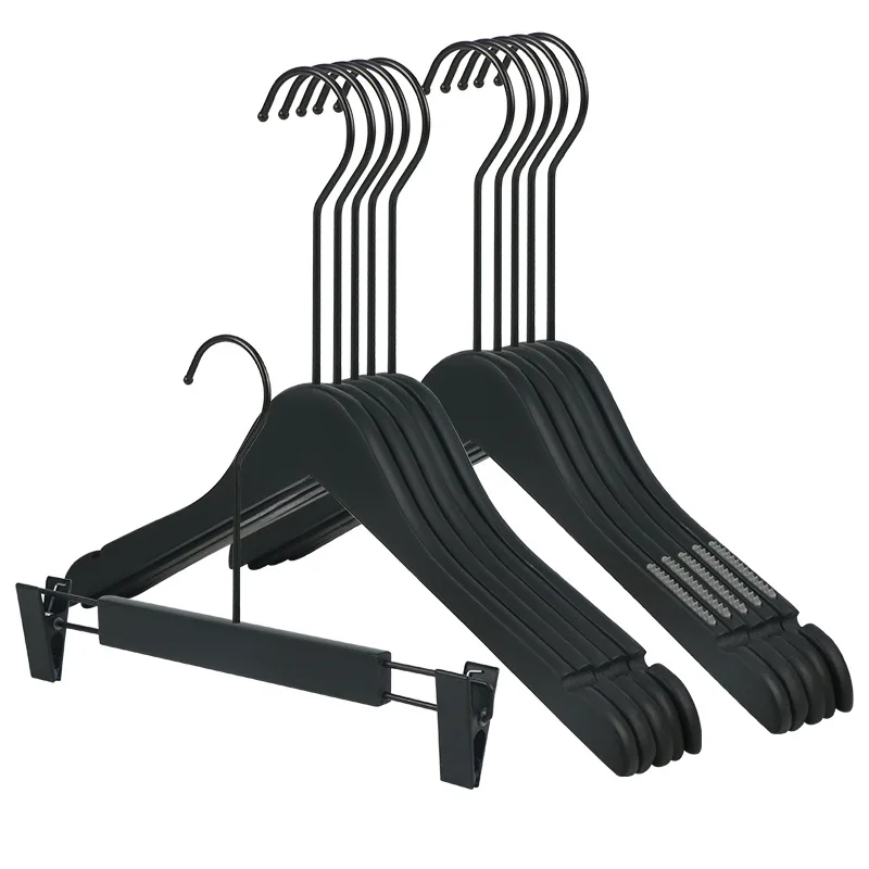 

Wholesale black solid wood pants rack clothing store adult wooden clothes hanger, Picture