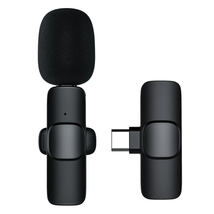 

Portable Wireless Mini Lapel Studio Mic Vlog Kit Small Condenser Lavalier Microphone Set For Studio For Smartphone, Black