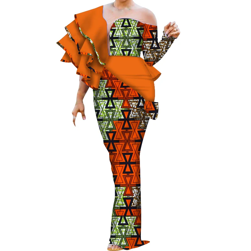 

Africa Clothing Custom Robe Longue Low Neck Sexy Slim Long Sleeve Tribal Dresses african bubu gowns dress african clothing kafta