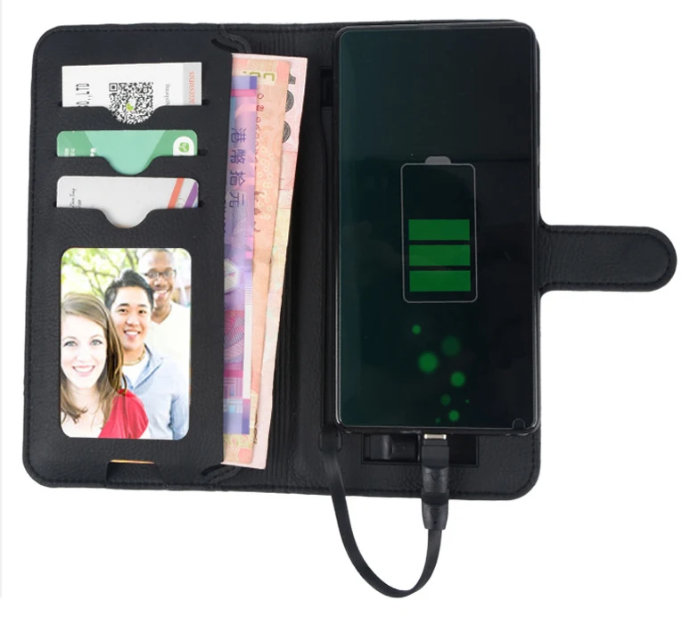 

wireless leather wallet power bank